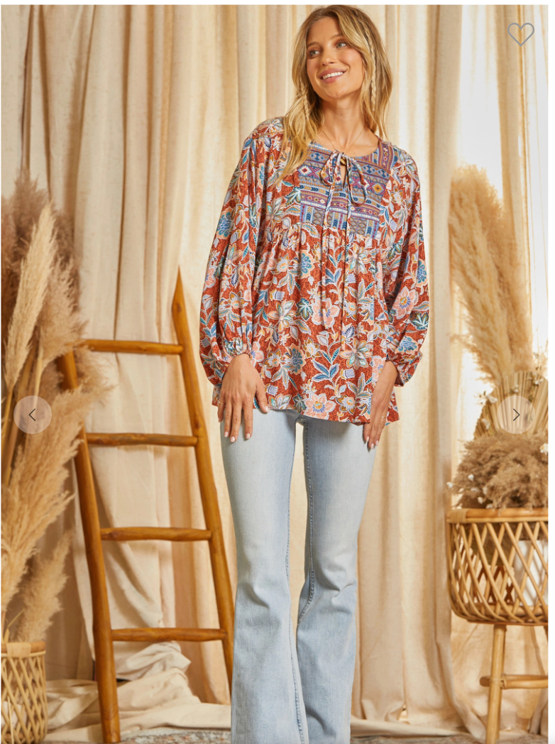 Embroidered Aztec Top