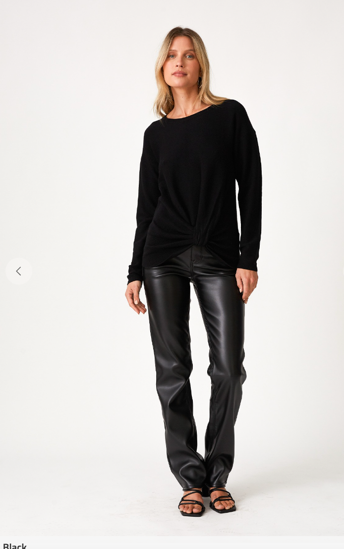 Rib Knit Long Sleeve Twist Front Pullover Sweater