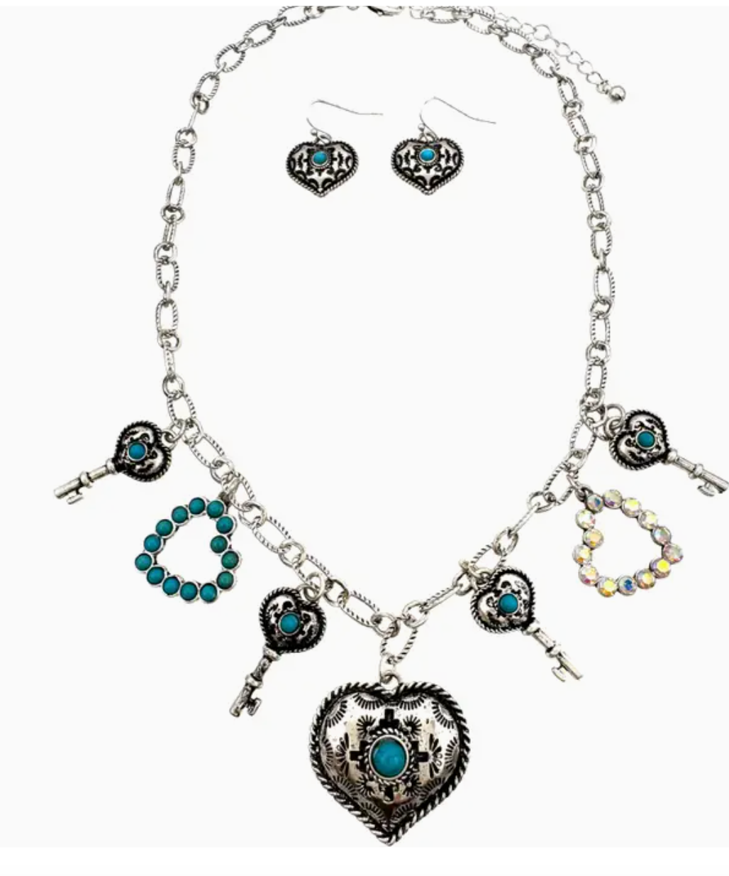 Western Hearts Necklace w/earrings