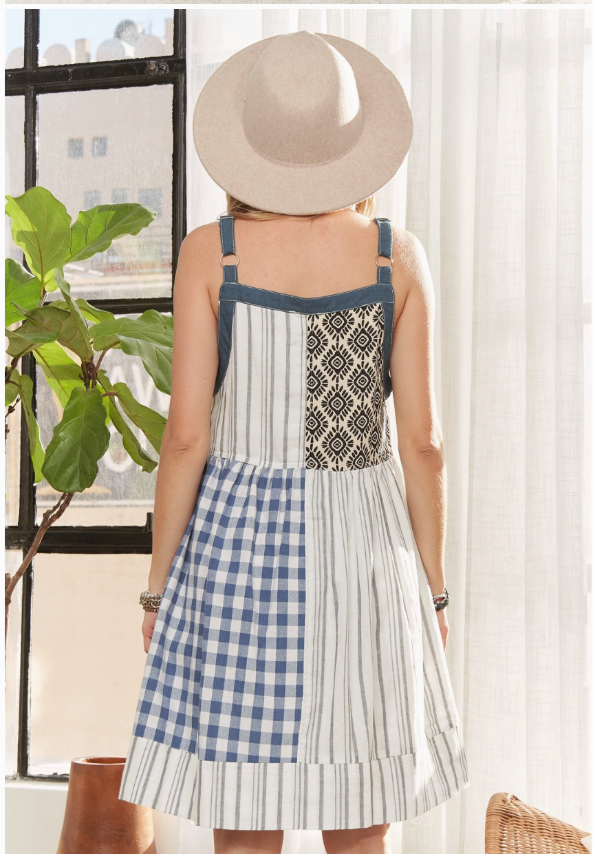 Cute blue patchwork dress