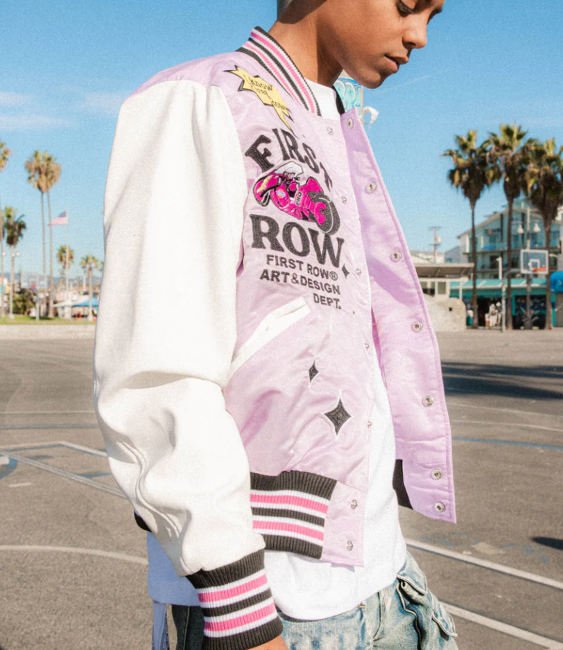 First Row Motorcycle Lavender Satin Jacket