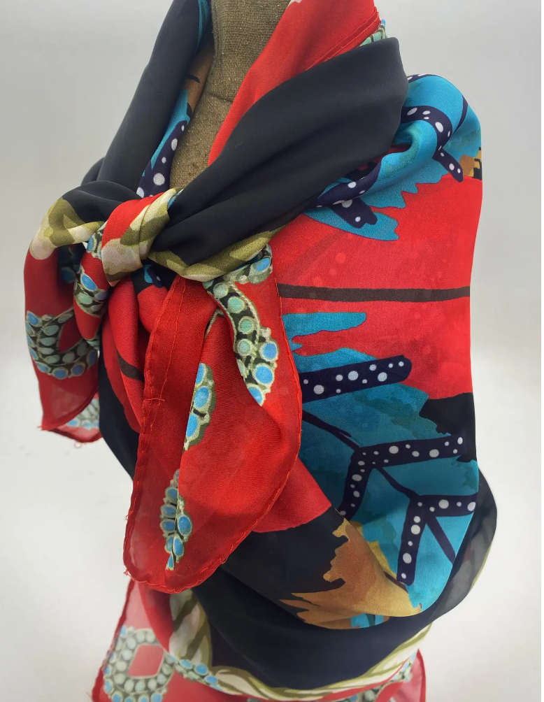 Wild Red Feather Scarf