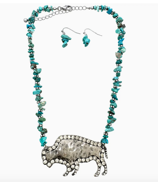 Fun Buffalo Necklace w/earrings